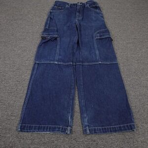 FUBU Jeans Youth 18 Blue Wide Leg Baggy Cargo Utility Denim 30x30 Streetwear